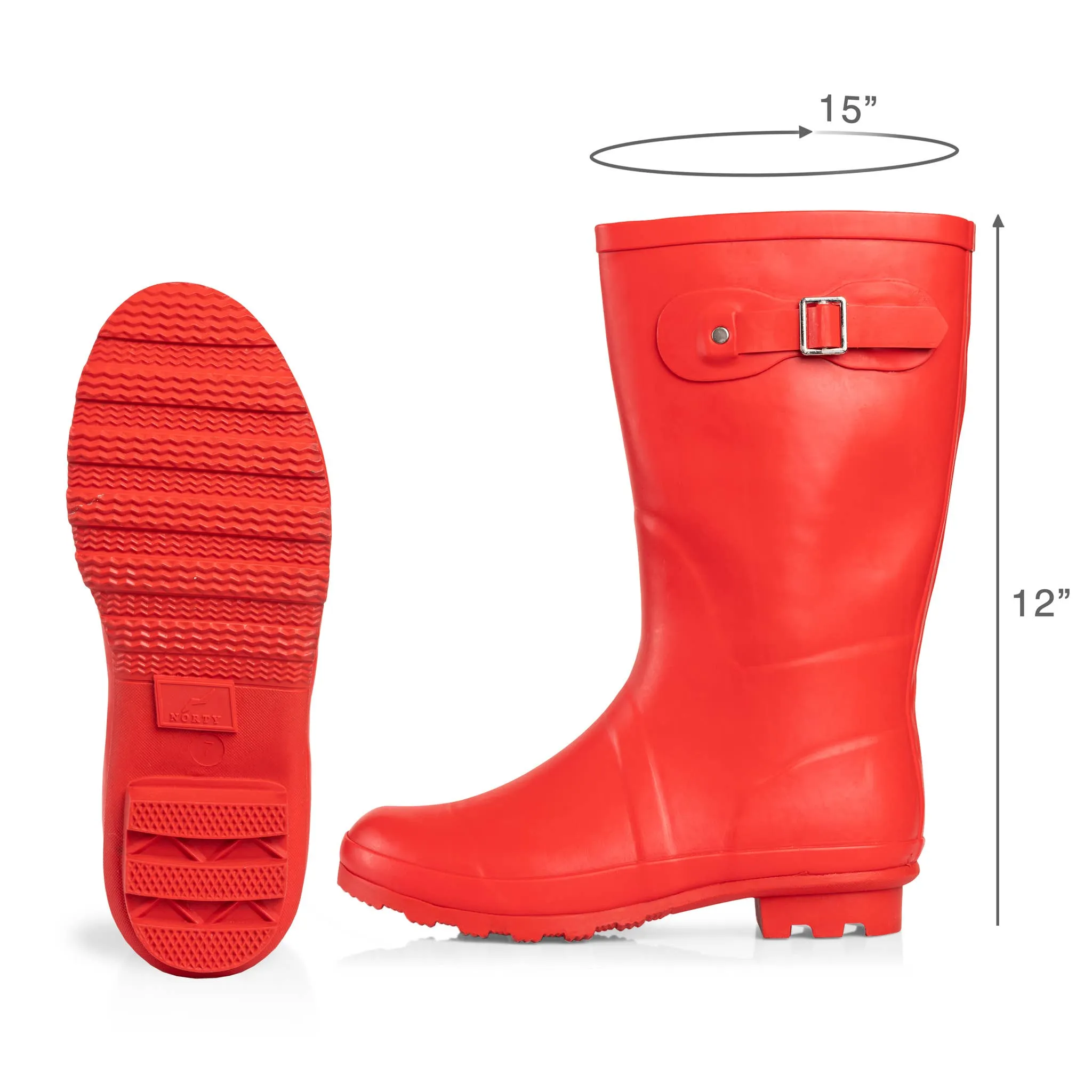 Norty Women Mid Calf 11 Rain Boot Red Matte